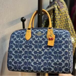 Coach Rowan Satchel Bag In Signature Denim Canvas NWT CY699